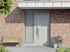 AiP Talio hellgraue Aluminium-Haustür mit Seitenteil
